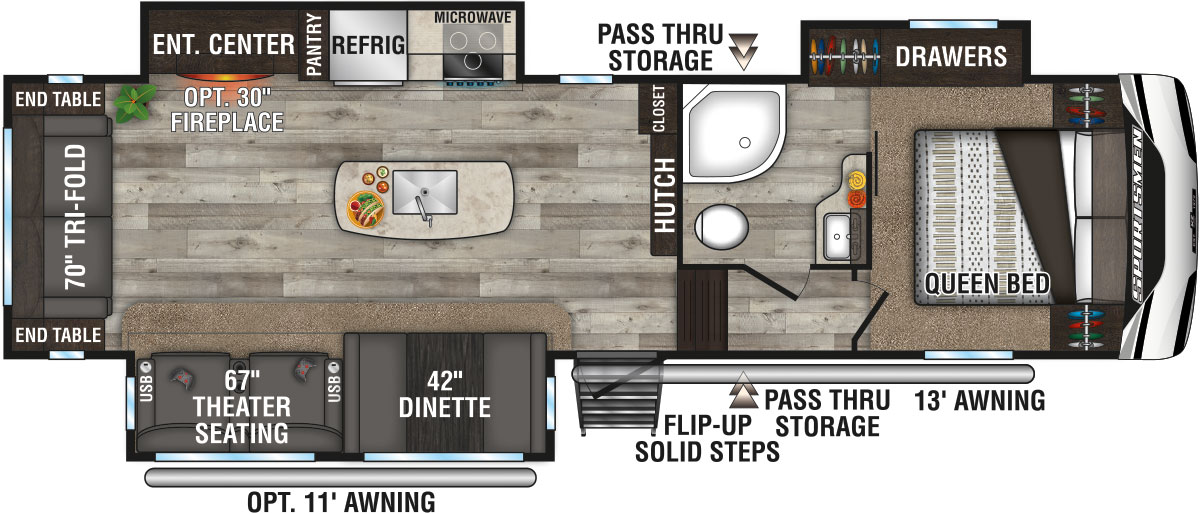 2022 KZ RV Sportsmen 303RL Fifth Wheel Floorplan