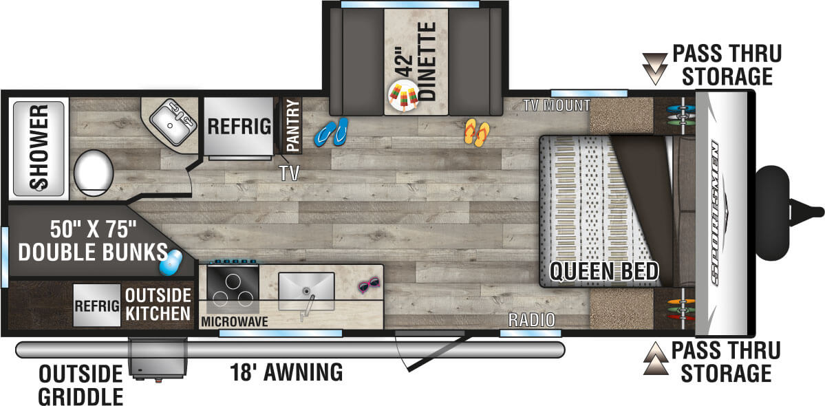 2022 KZ RV Sportsmen SE 231BHKSE Travel Trailer Floorplan