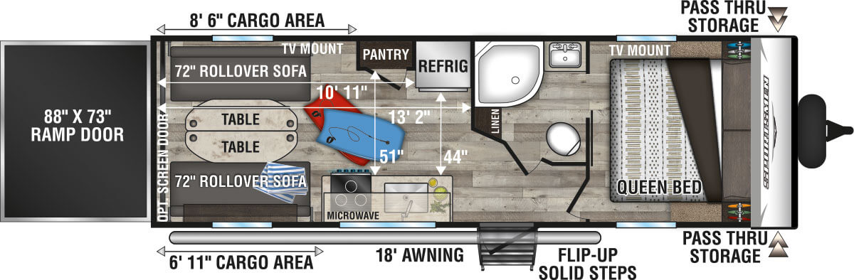 2022 KZ RV Sportsmen SE 250THSE Travel Trailer Toy Hauler Floorplan