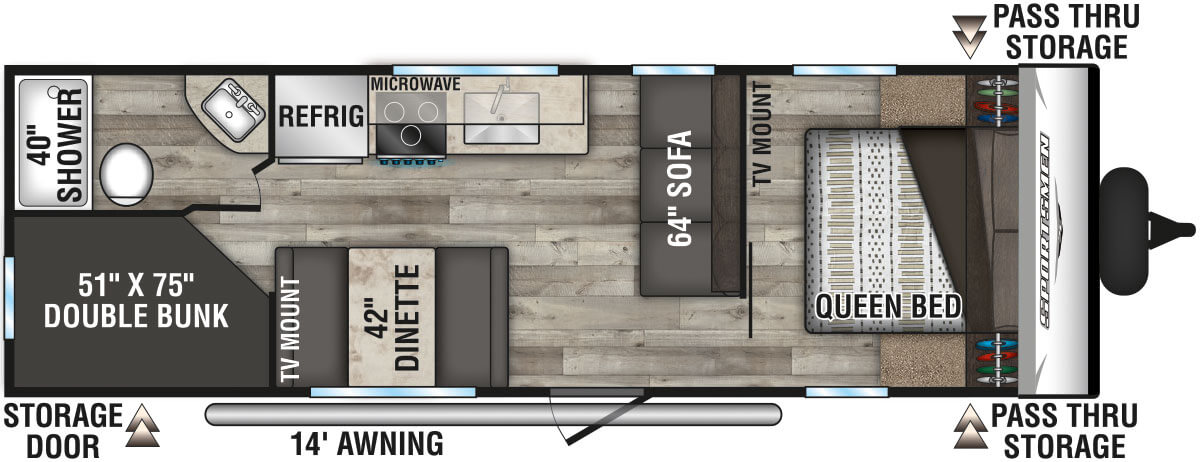 2022 KZ RV Sportsmen SE 260BHSE Travel Trailer Floorplan