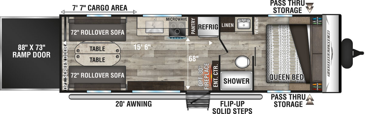 2022 KZ RV Sportsmen SE 270THSE Travel Trailer Toy Hauler Floorplan