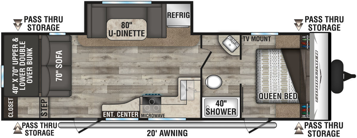 2022 KZ RV Sportsmen SE 281BHSE Travel Trailer Floorplan