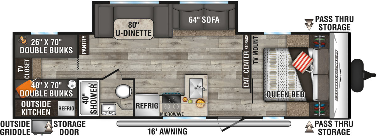 2022 KZ RV Sportsmen SE 301BHKSE Travel Trailer Floorplan