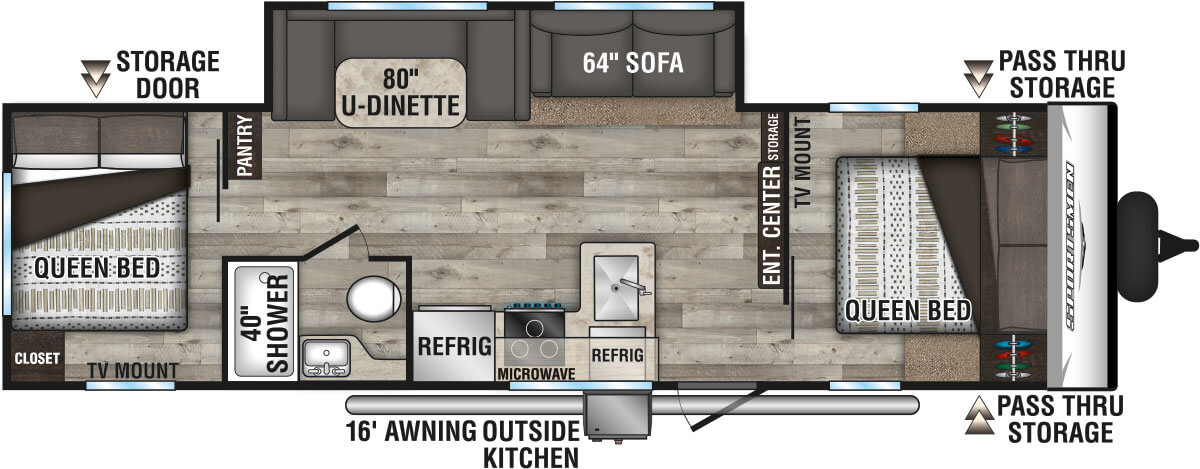 2022 KZ RV Sportsmen SE 301DBSE Travel Trailer Floorplan