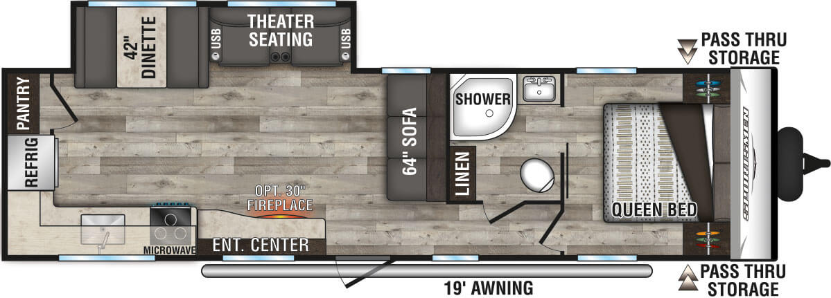 2022 KZ RV Sportsmen SE 301RKSE Travel Trailer Floorplan