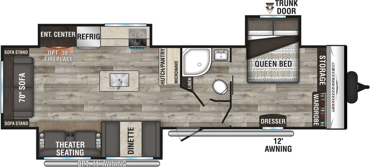 2022 KZ RV Sportsmen SE 303QBSE Travel Trailer Floorplan