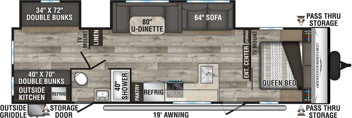 2022 KZ RV Sportsmen SE 312BHKSE Travel Trailer Floorplan