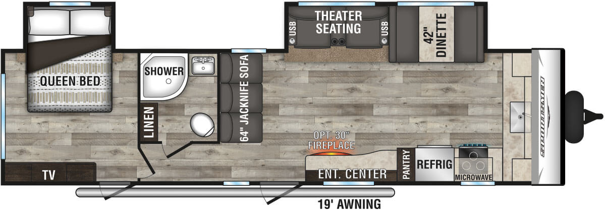 2022 KZ RV Sportsmen SE 312FKSE Travel Trailer Floorplan