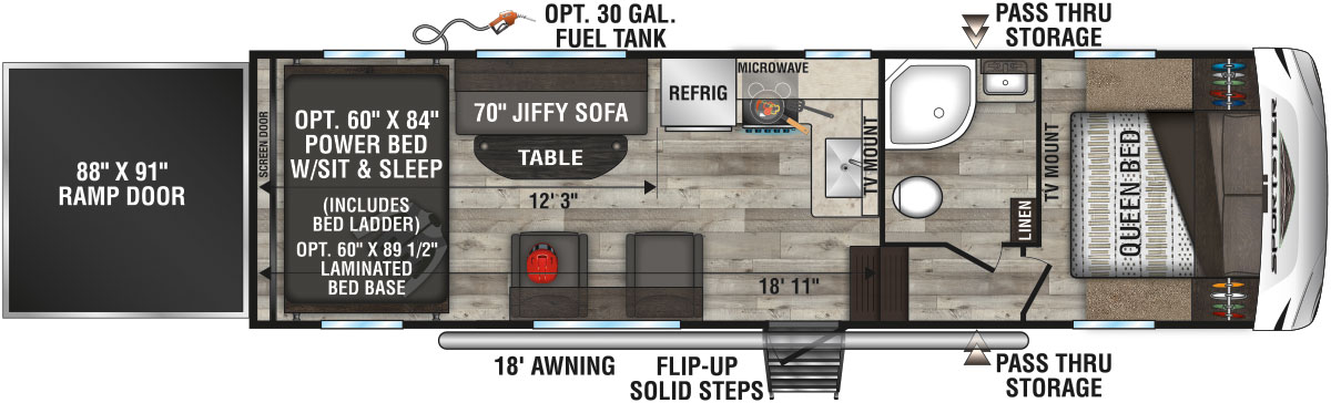 2022 KZ RV Sportster 280TH Fifth Wheel Toy Hauler Floorplan