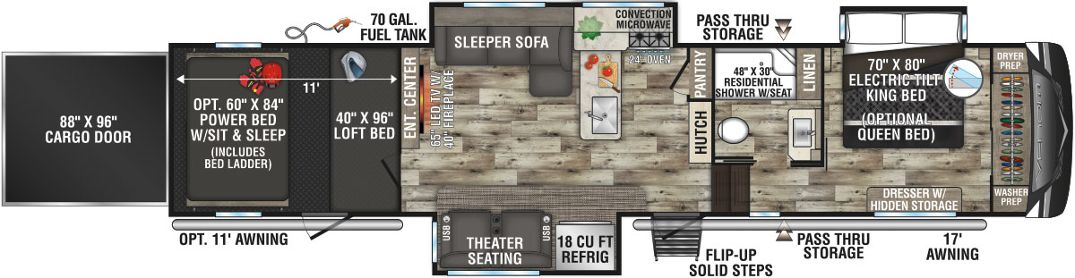 2022 KZ RV Venom 3911TK Fifth Wheel Toy Hauler Floorplan