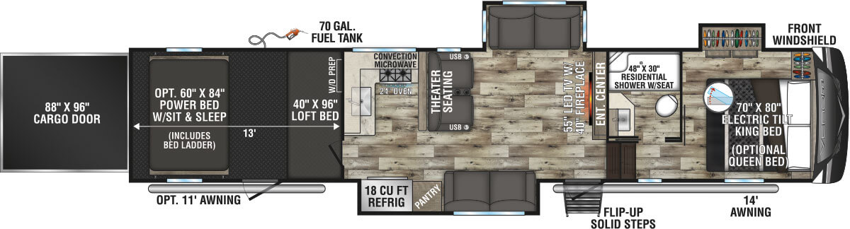 2022 KZ RV Venom 4113TK Fifth Wheel Toy Hauler Floorplan