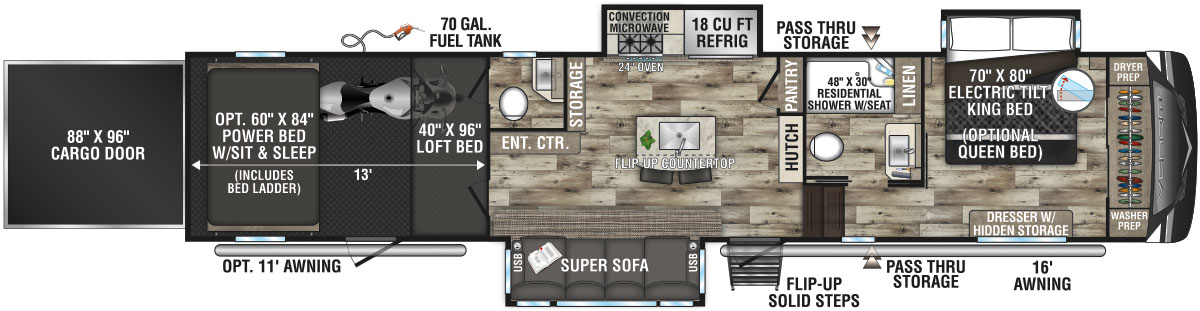 2022 KZ RV Venom 4013TK Fifth Wheel Floorplan