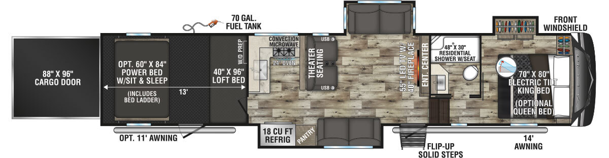 2022 KZ RV Venom 4113TK Fifth Wheel Floorplan