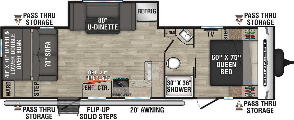 2023 KZ RV Connect SE C261BHSE Travel Trailer Floorplan