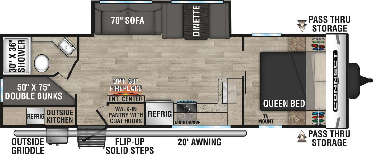 2023 KZ RV Connect SE C271BHKSE Travel Trailer Floorplan