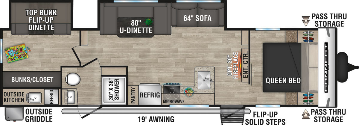 2023 KZ RV Connect SE C312BHKSE Travel Trailer Floorplan