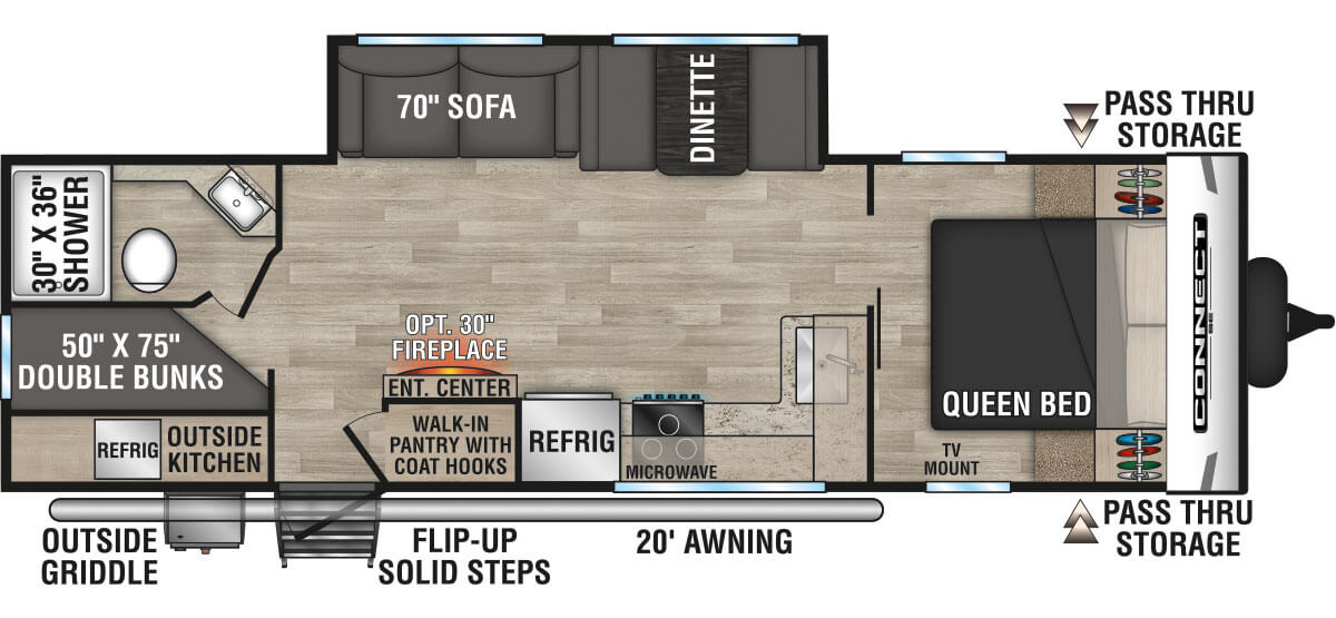 2023 KZ RV Connect SE C271BHKSE Travel Trailer Floorplan