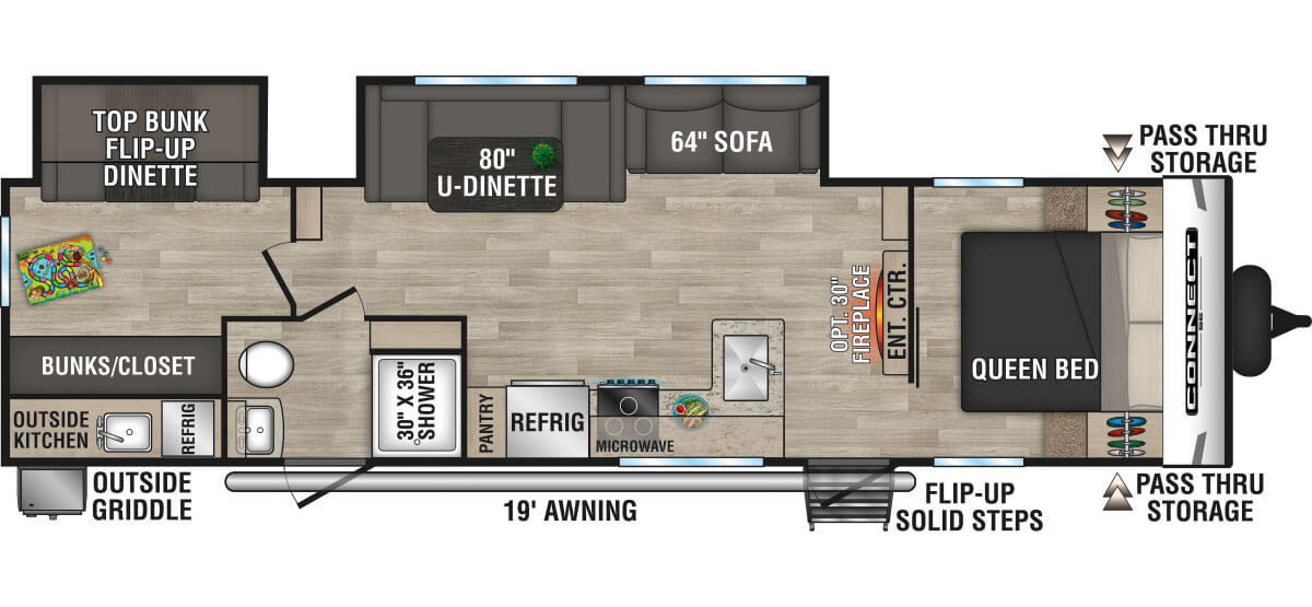 2023 KZ RV Connect SE C312BHKSE Travel Trailer Floorplan