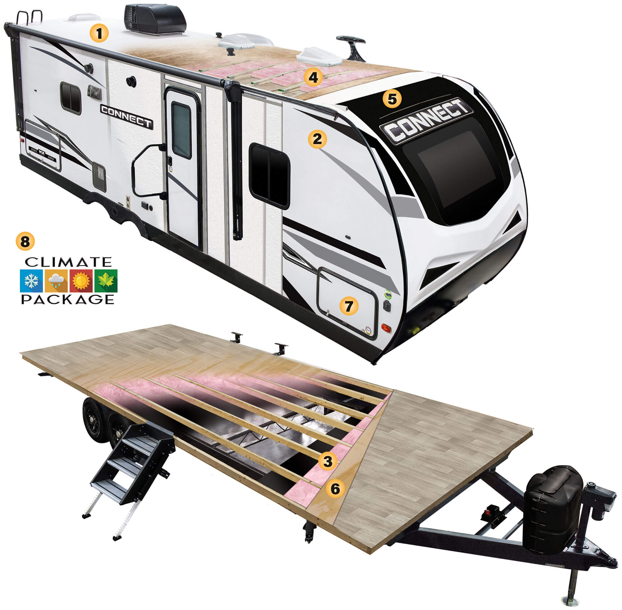 2023 KZ RV Connect Lightweight Travel Trailer Cutaway