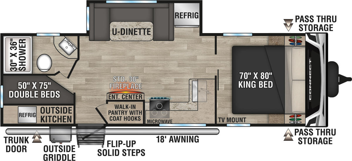 2023 KZ RV Connect C251BHK Travel Trailer Floorplan