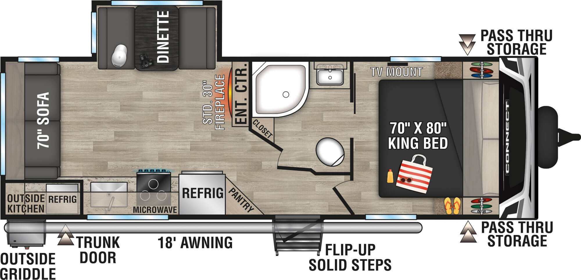 2023 KZ RV Connect C241RLK Travel Trailer Floorplan