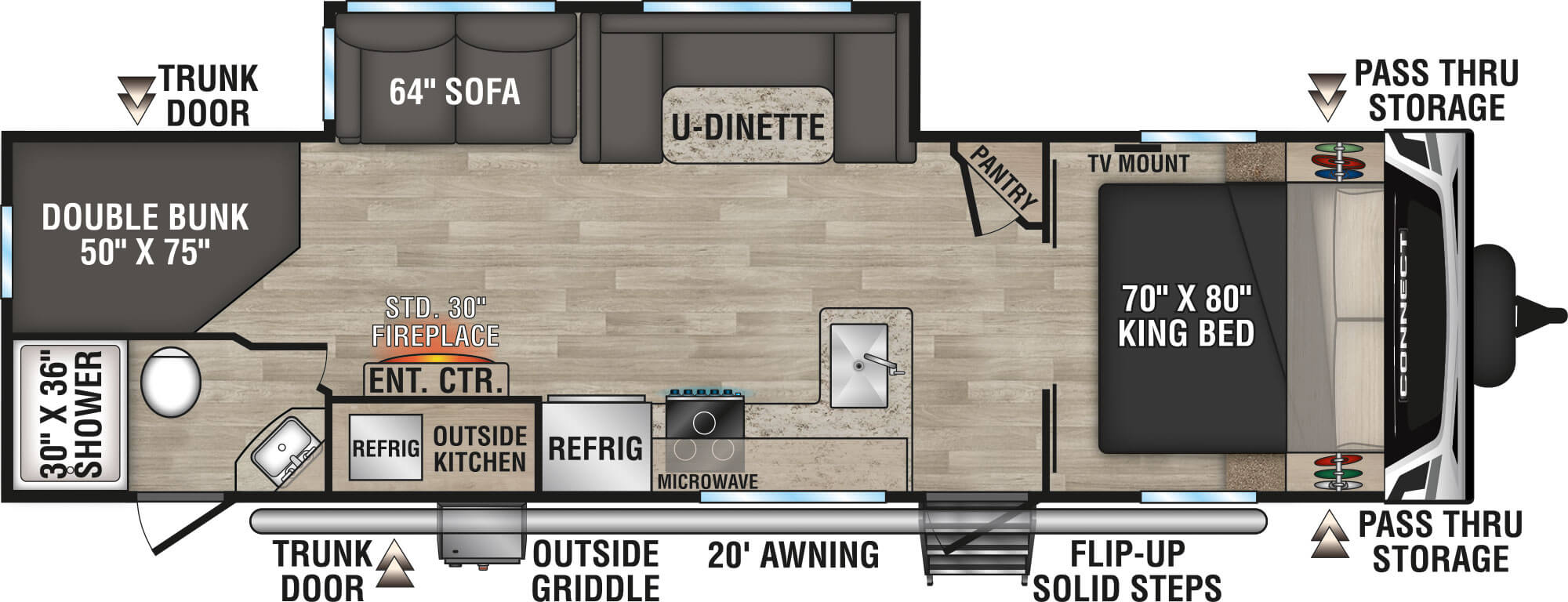 2023 KZ RV Connect C291BHK Travel Trailer Floorplan