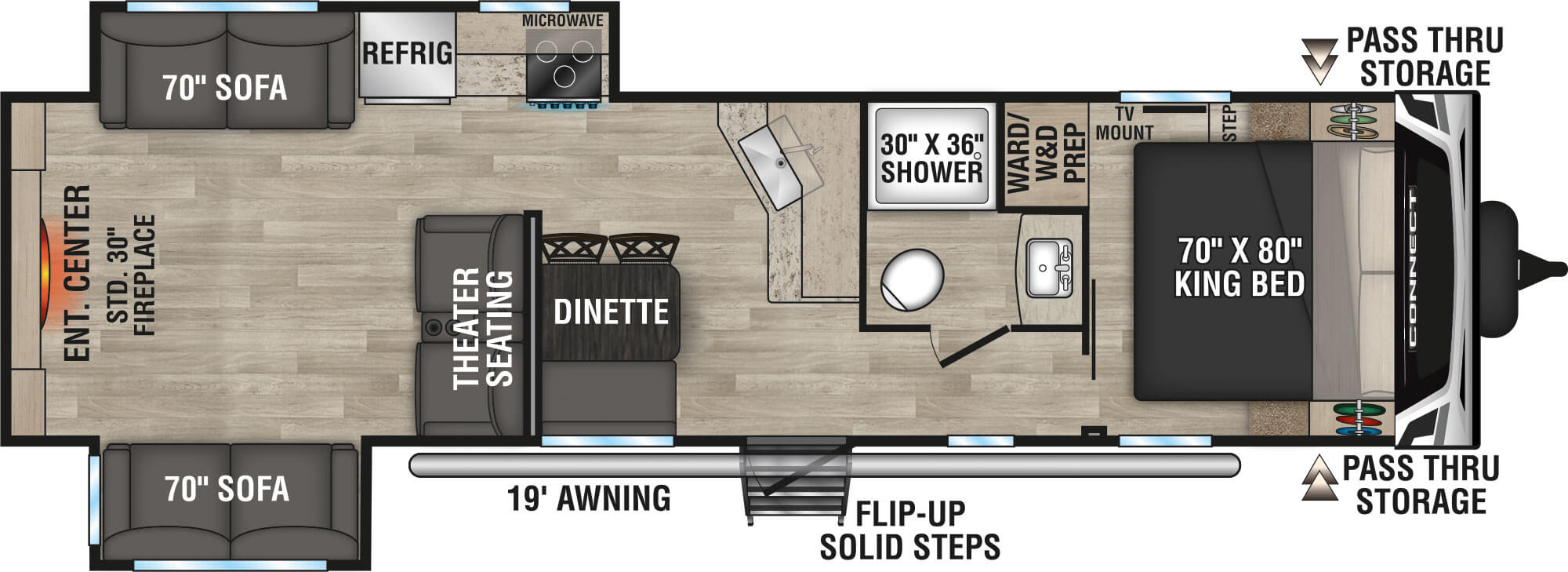 2023 KZ RV Connect C312RE Travel Trailer Floorplan