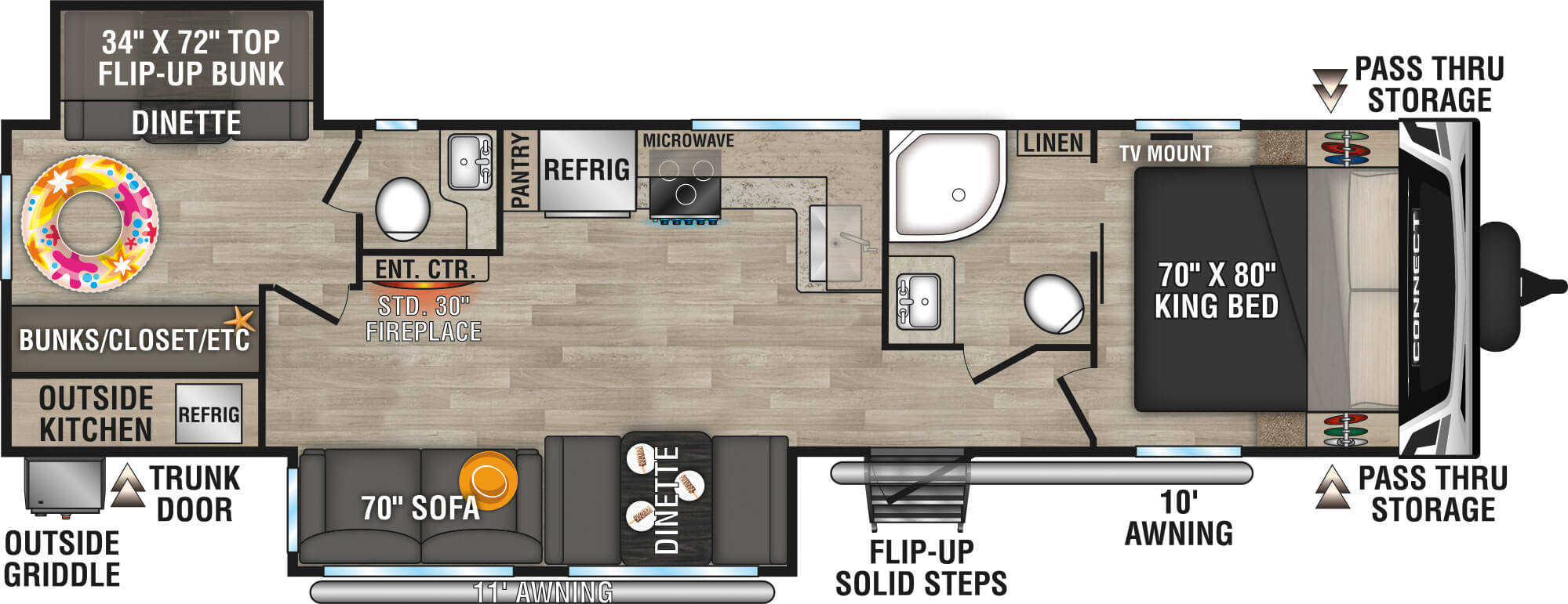 2023 KZ RV Connect C322BHK Travel Trailer Floorplan