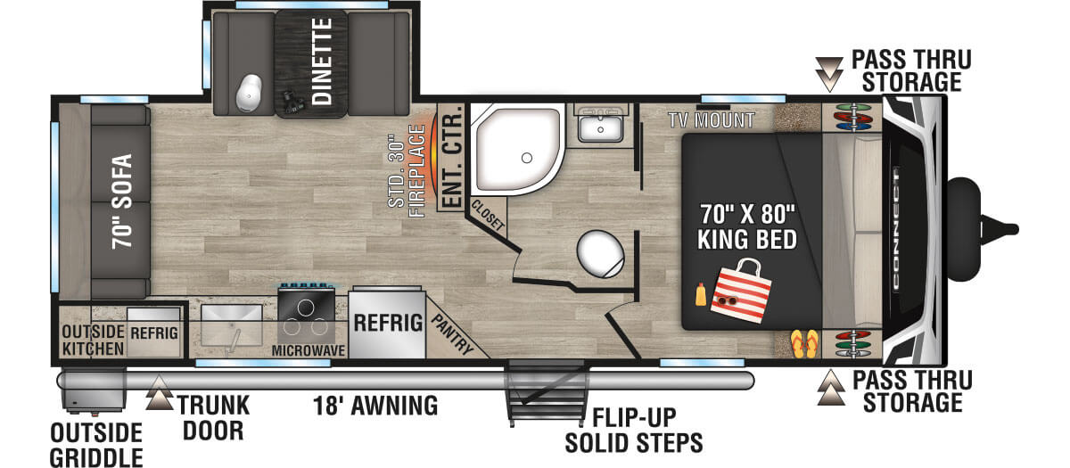 2023 KZ RV Connect C241RLK Travel Trailer Floorplan