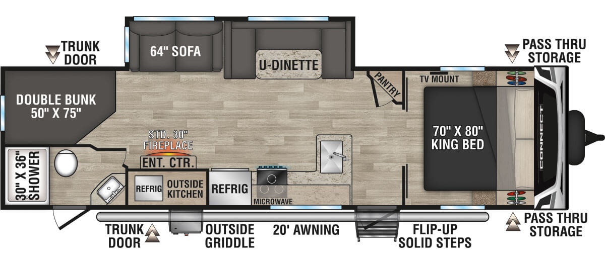 2023 KZ RV Connect C291BHK Travel Trailer Floorplan