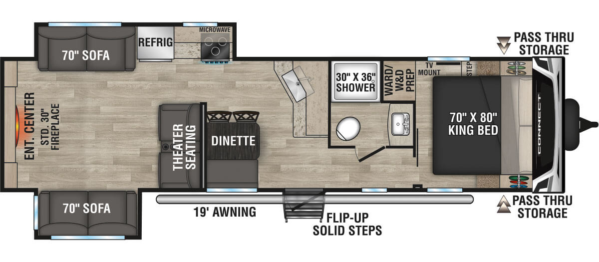 2023 KZ RV Connect C312RE Travel Trailer Floorplan