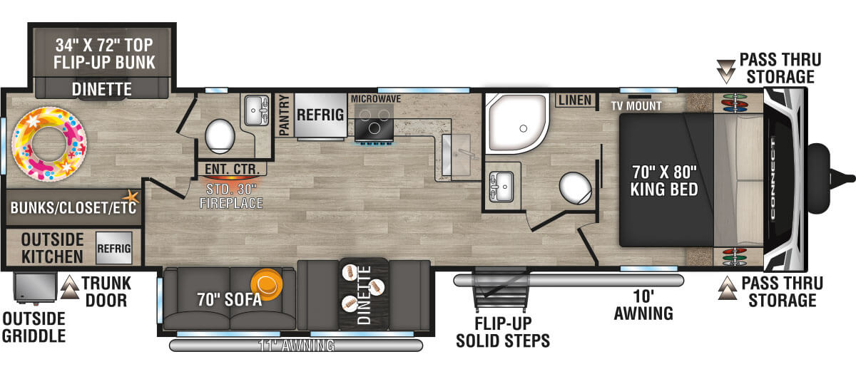 2023 KZ RV Connect C322BHK Travel Trailer Floorplan