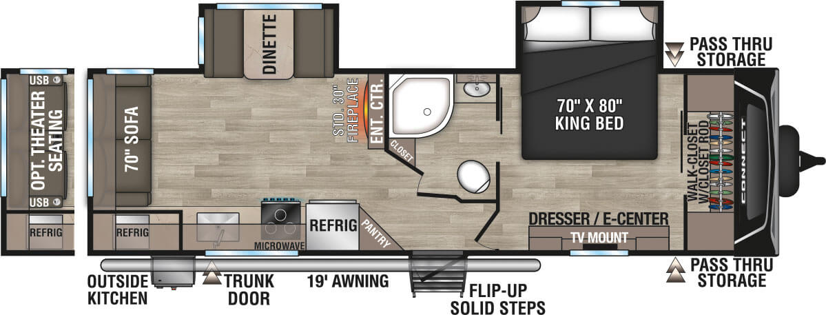 2024 KZ RV Connect C262RLK Travel Trailer Floorplan