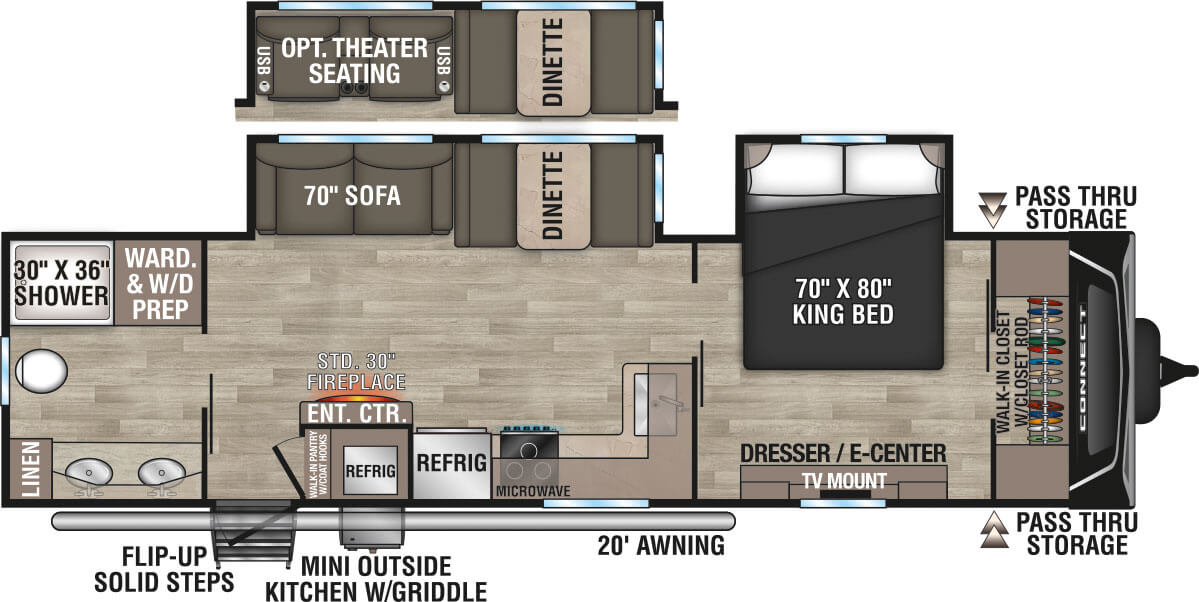 2024 KZ RV Connect C302RBK Travel Trailer Floorplan