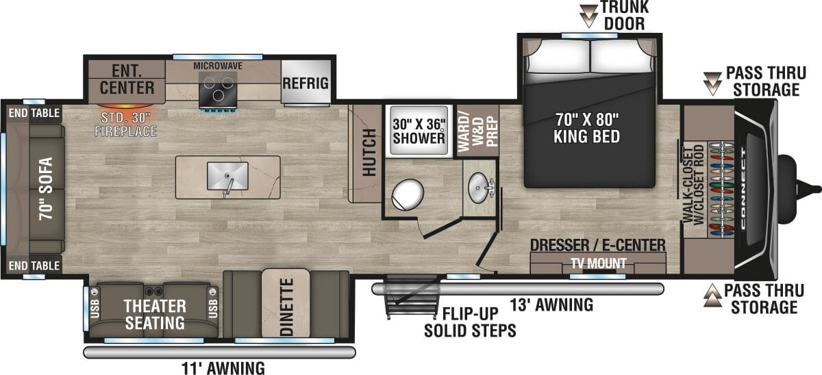 2024 KZ RV Connect C313MK Travel Trailer Floorplan