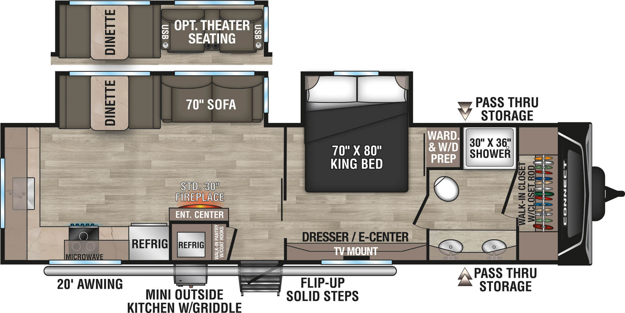 2024 KZ RV Connect C302FBK Travel Trailer Floorplan