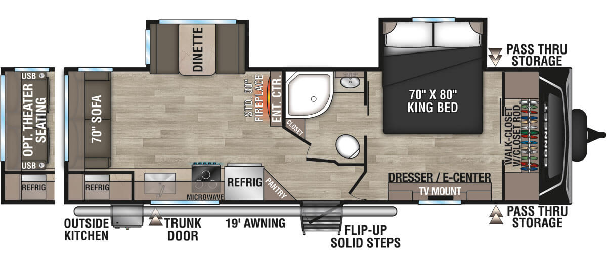 2024 KZ RV Connect C262RLK Travel Trailer Floorplan