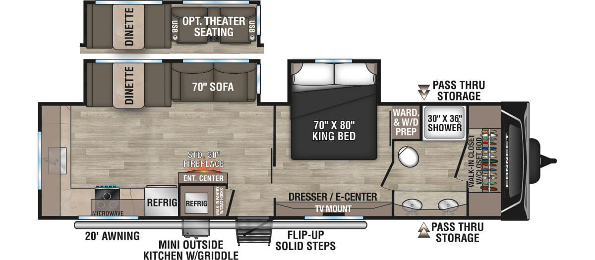 2024 KZ RV Connect C302FBK Travel Trailer Floorplan