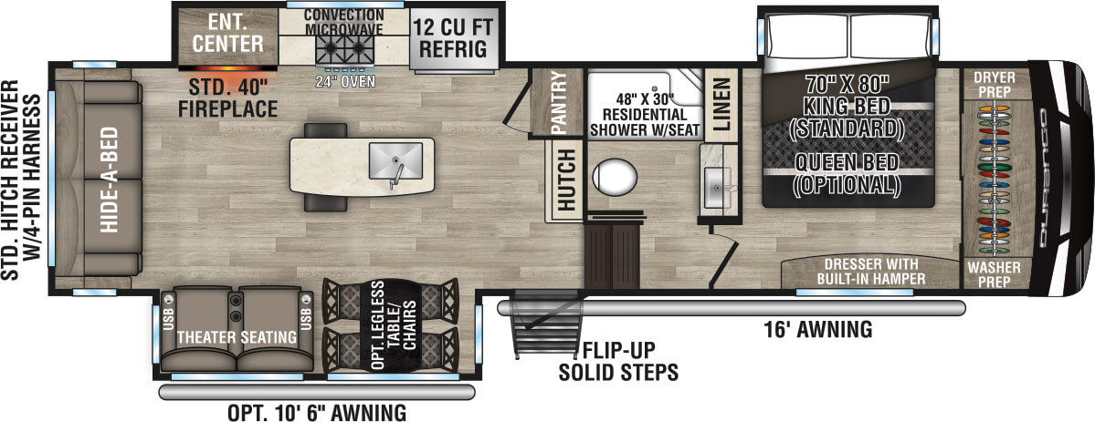 2023 KZ RV Durango D301RLT Fifth Wheel Floorplan