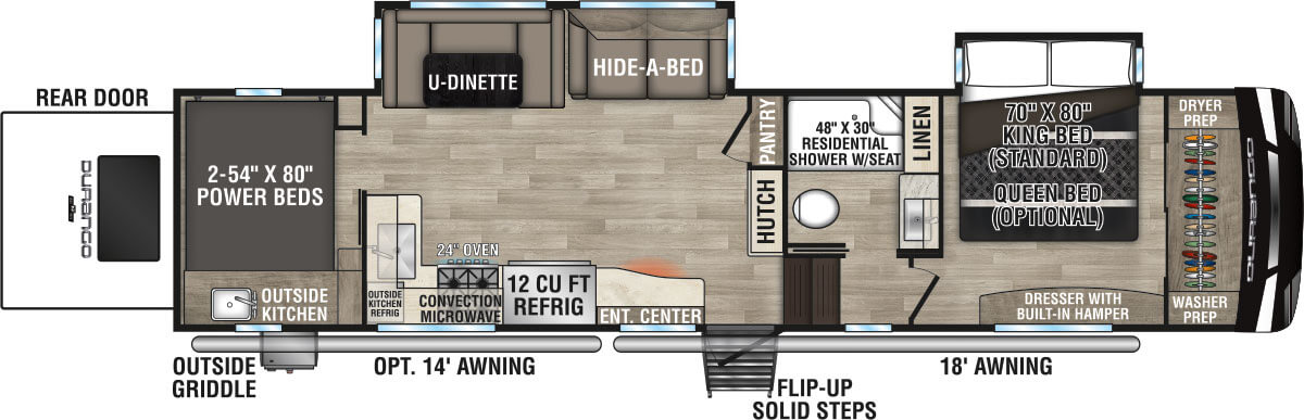 2023 KZ RV Durango D311BHD Fifth Wheel Floorplan