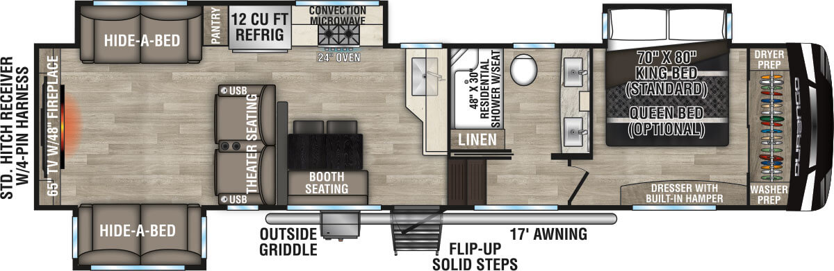 2023 KZ RV Durango D326RLT Fifth Wheel Floorplan