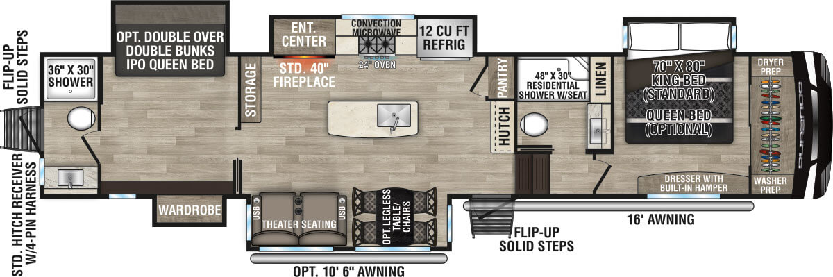 2023 KZ RV Durango D349DBF Fifth Wheel Floorplan Bunk Option