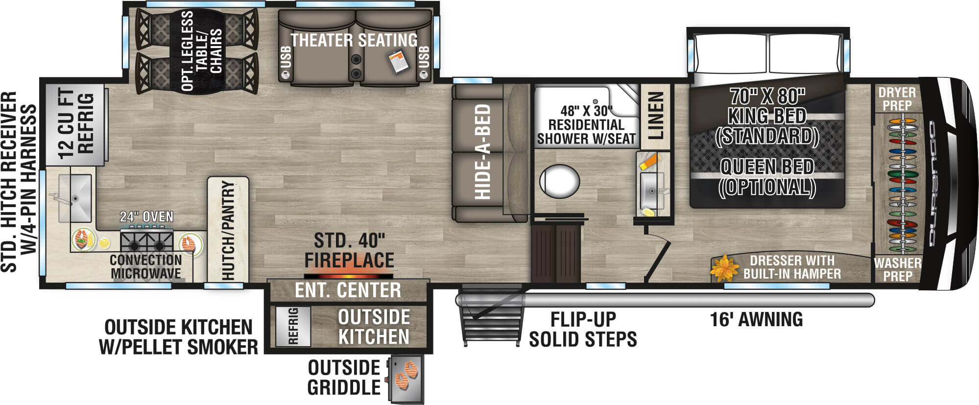 2023 KZ RV Durango D321RKT Fifth Wheel Floorplan