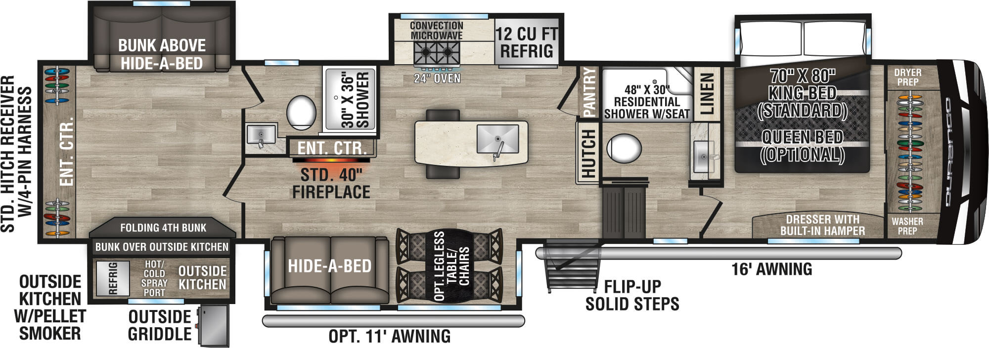 2023 KZ RV Durango D348BHF Fifth Wheel Floorplan