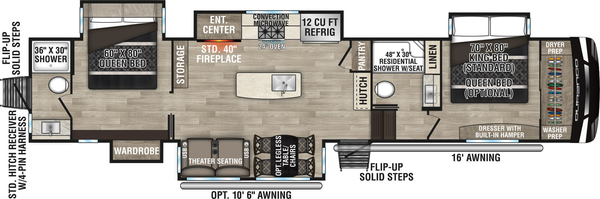 2023 KZ RV Durango D349DBF Fifth Wheel Floorplan