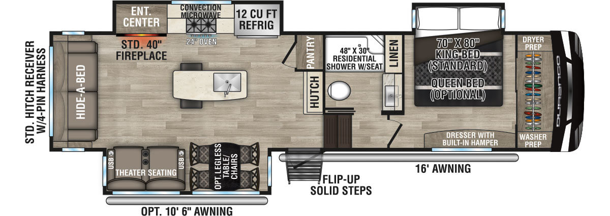 2023 KZ RV Durango D301RLT Fifth Wheel Floorplan