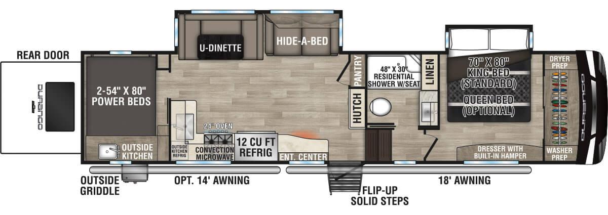 2023 KZ RV Durango D311BHD Fifth Wheel Floorplan