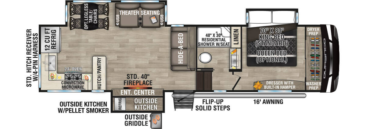 2023 KZ RV Durango D321RKT Fifth Wheel Floorplan