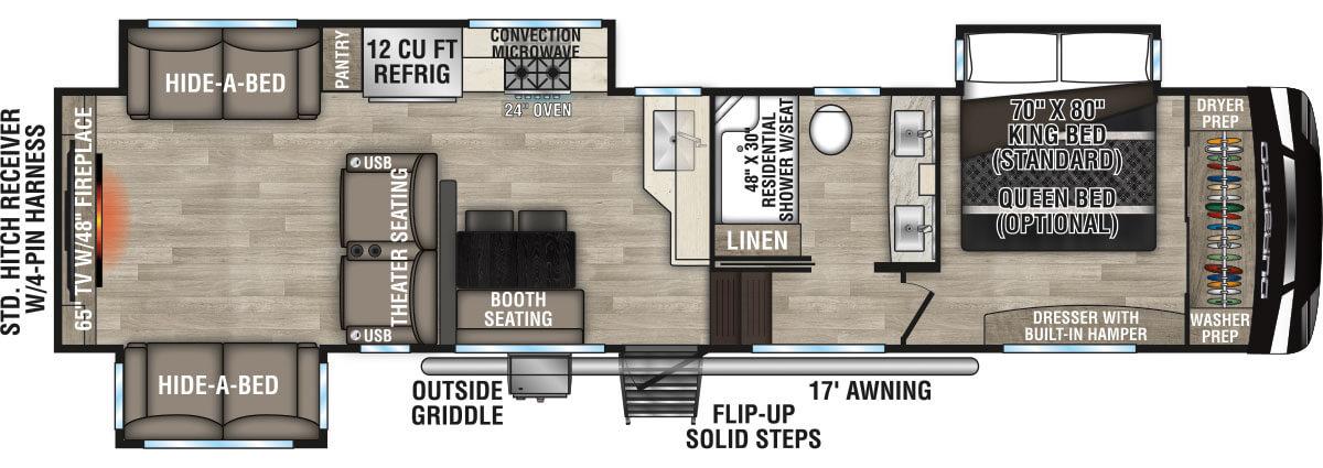 2023 KZ RV Durango D326RLT Fifth Wheel Floorplan