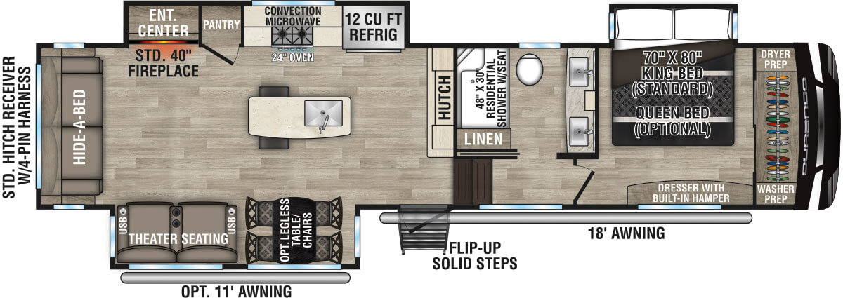 2023 KZ RV Durango D333RLT Fifth Wheel Floorplan